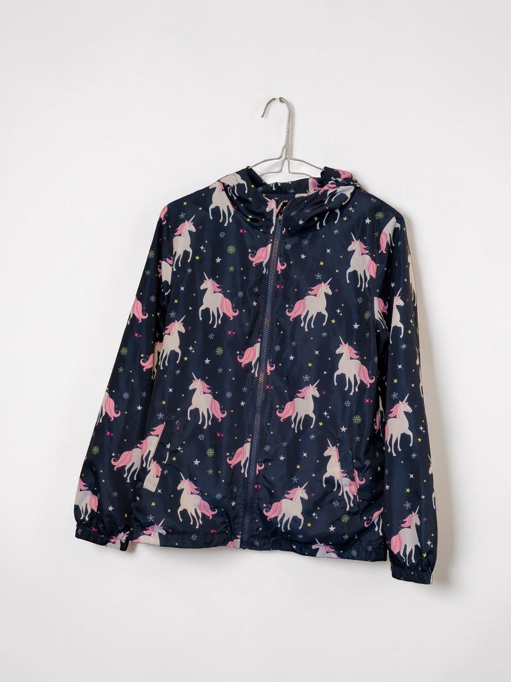 Kids Navy Unicorn Raincoat with Pink Accents
